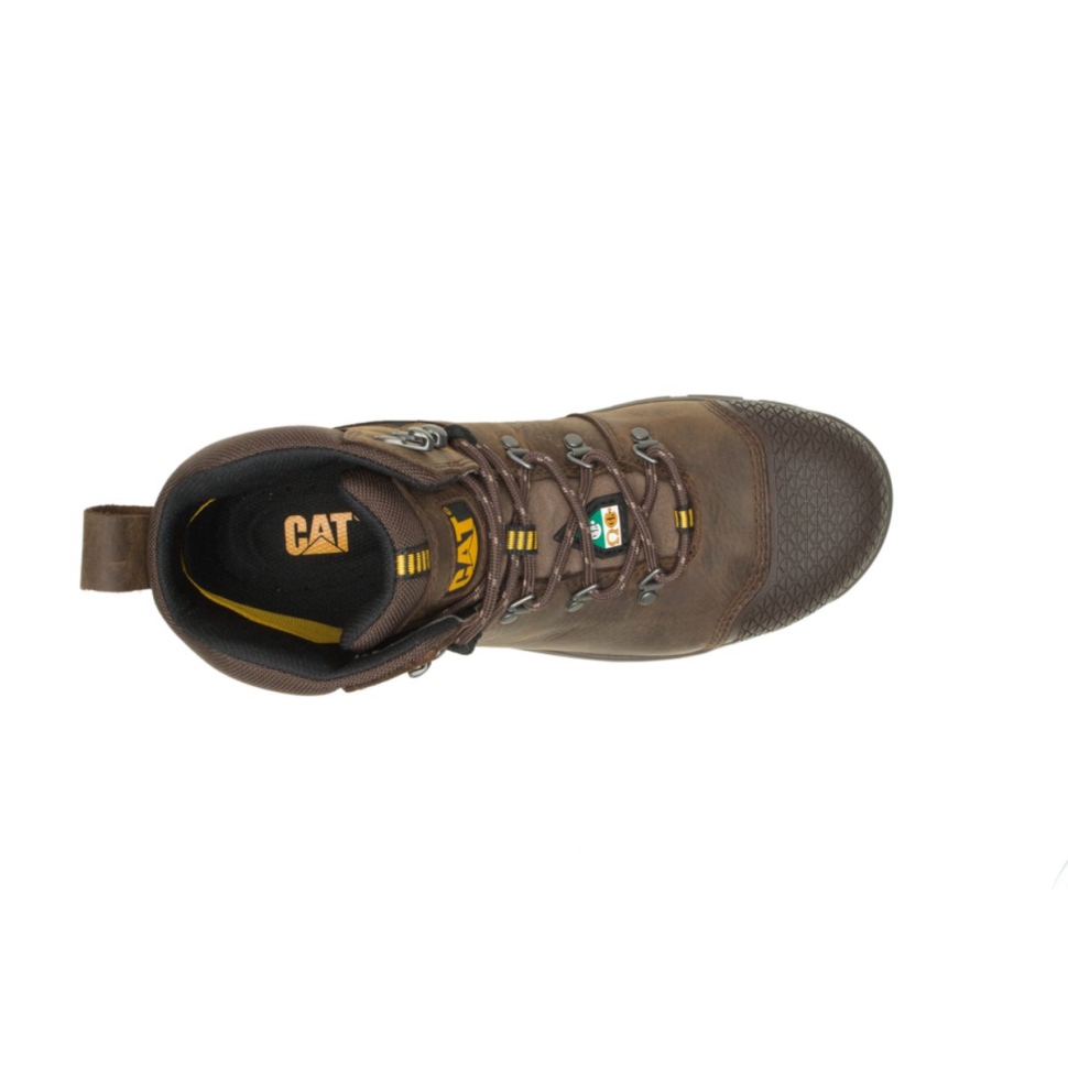 Kat Fodtøj Herre Medskyldig X Vandtæt Stål Tå Csa Arbejdsstøvle ægte Brun