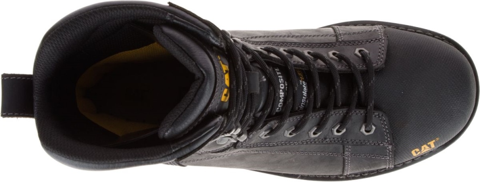 Kat Fodtøj Herrekontrol 8” Vandtæt Komposit Tå Csa Arbejdsstøvle Sort