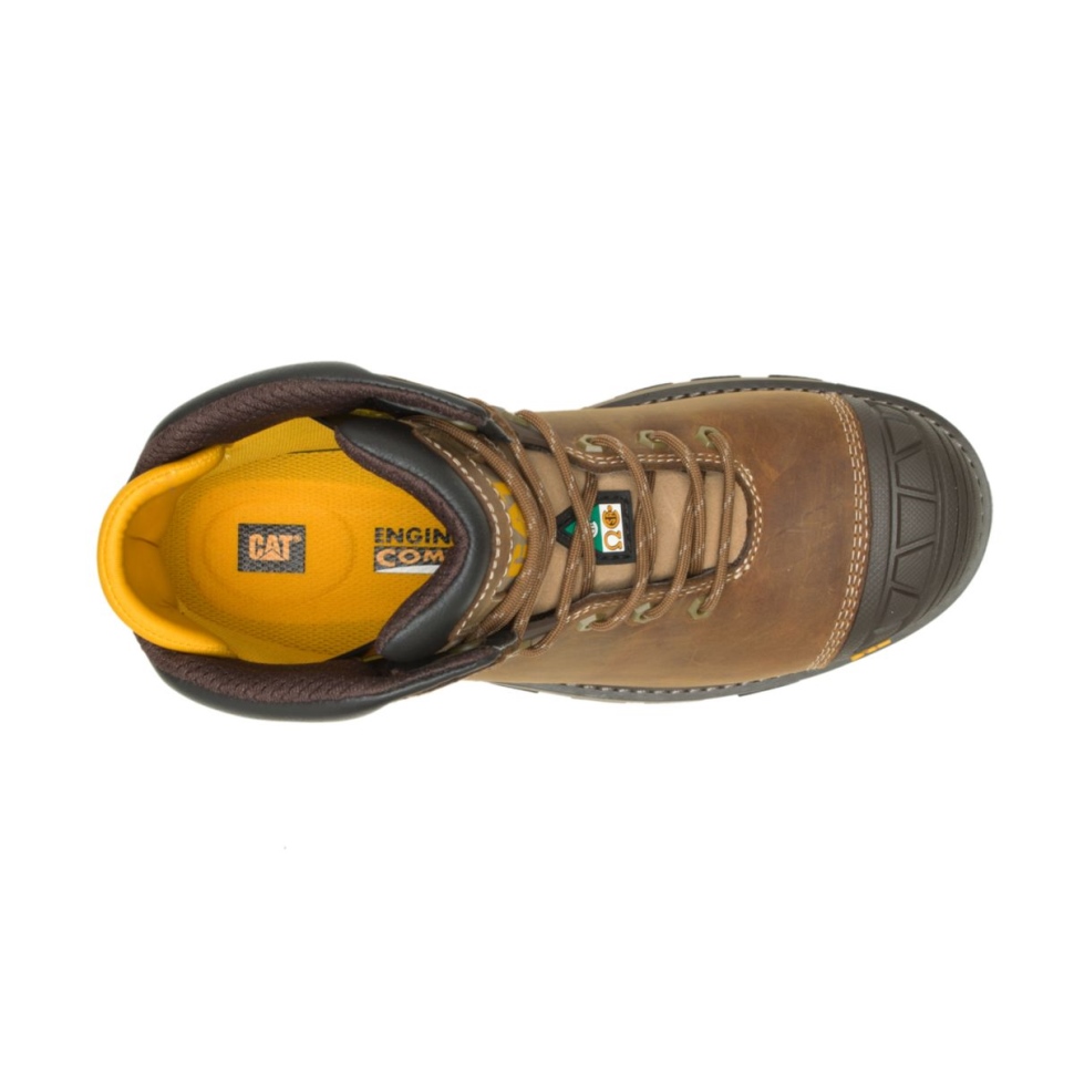 Kat Fodtøj Herre Gravemaskine Superlite Vandtæt Carbon Komposit Tå Csa Arbejdsstøvle Mørk Biege